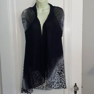 Gena polyester chiffon black & white wrap scarf